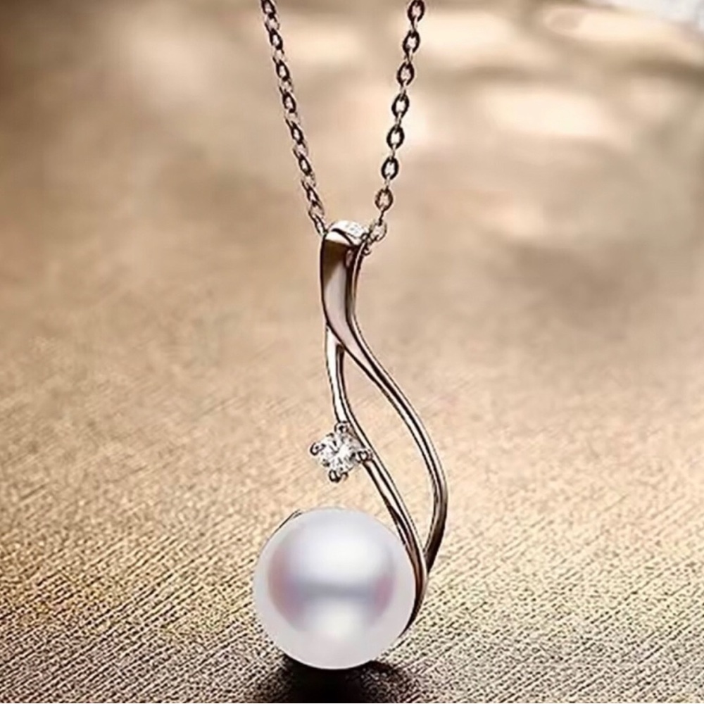 Elegant White Pearl Pendant Necklace, Sterling Silver - Picture 1 of 1